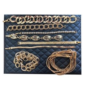 17 Bracelets, Mixed Lot, Golden Tone Jewelry